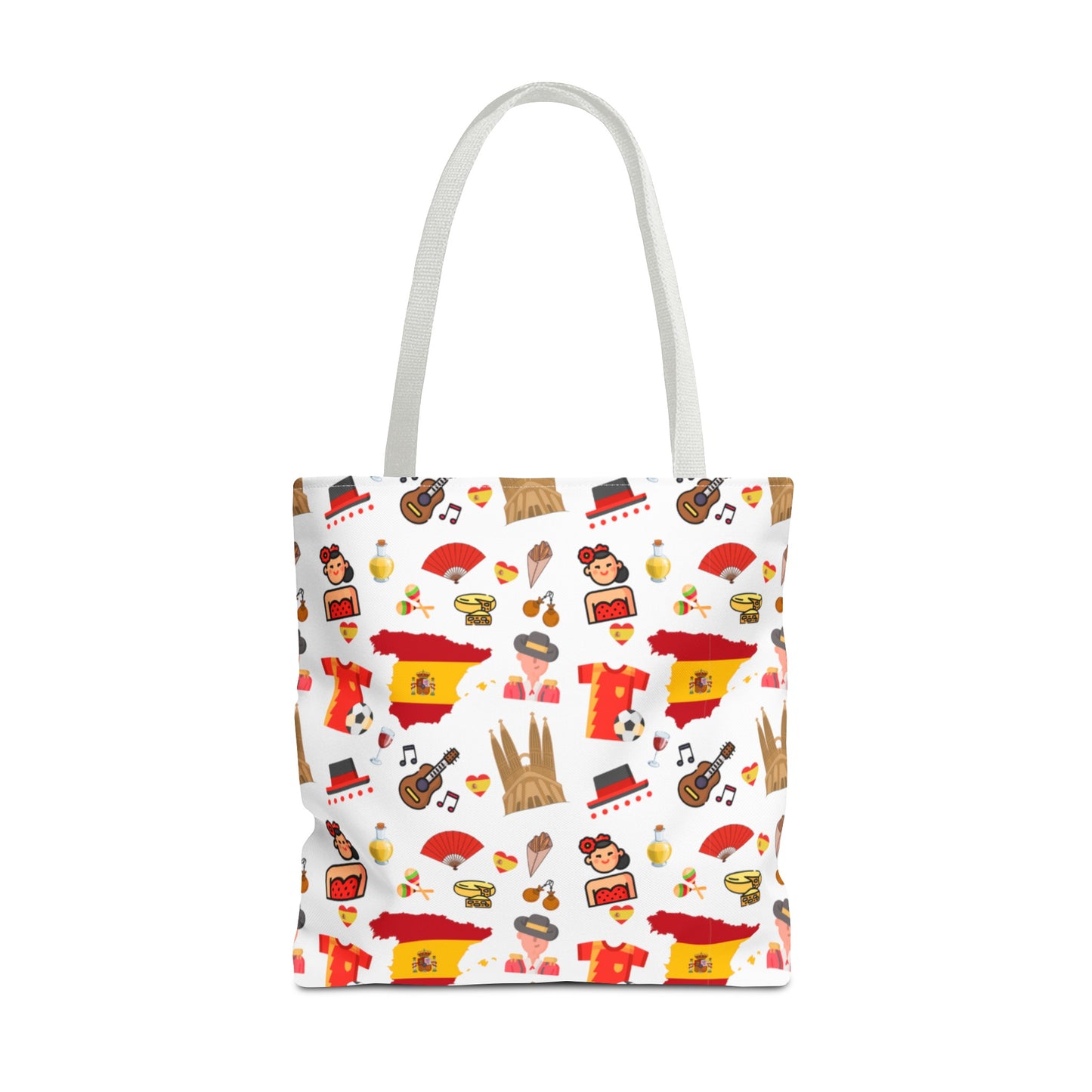 Discover Spain in Style: Vibrant Travel Tote Bag with Iconic Pattern