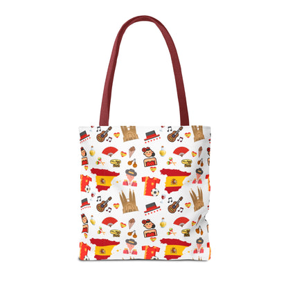 Discover Spain in Style: Vibrant Travel Tote Bag with Iconic Pattern