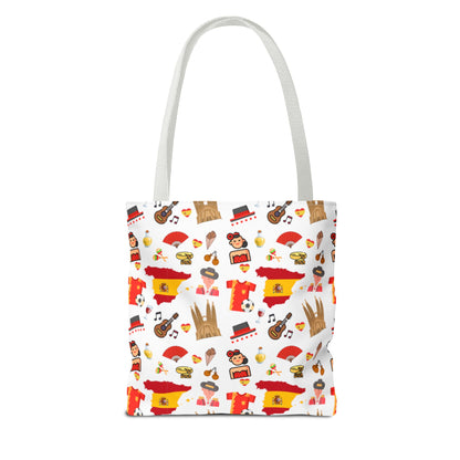 Discover Spain in Style: Vibrant Travel Tote Bag with Iconic Pattern