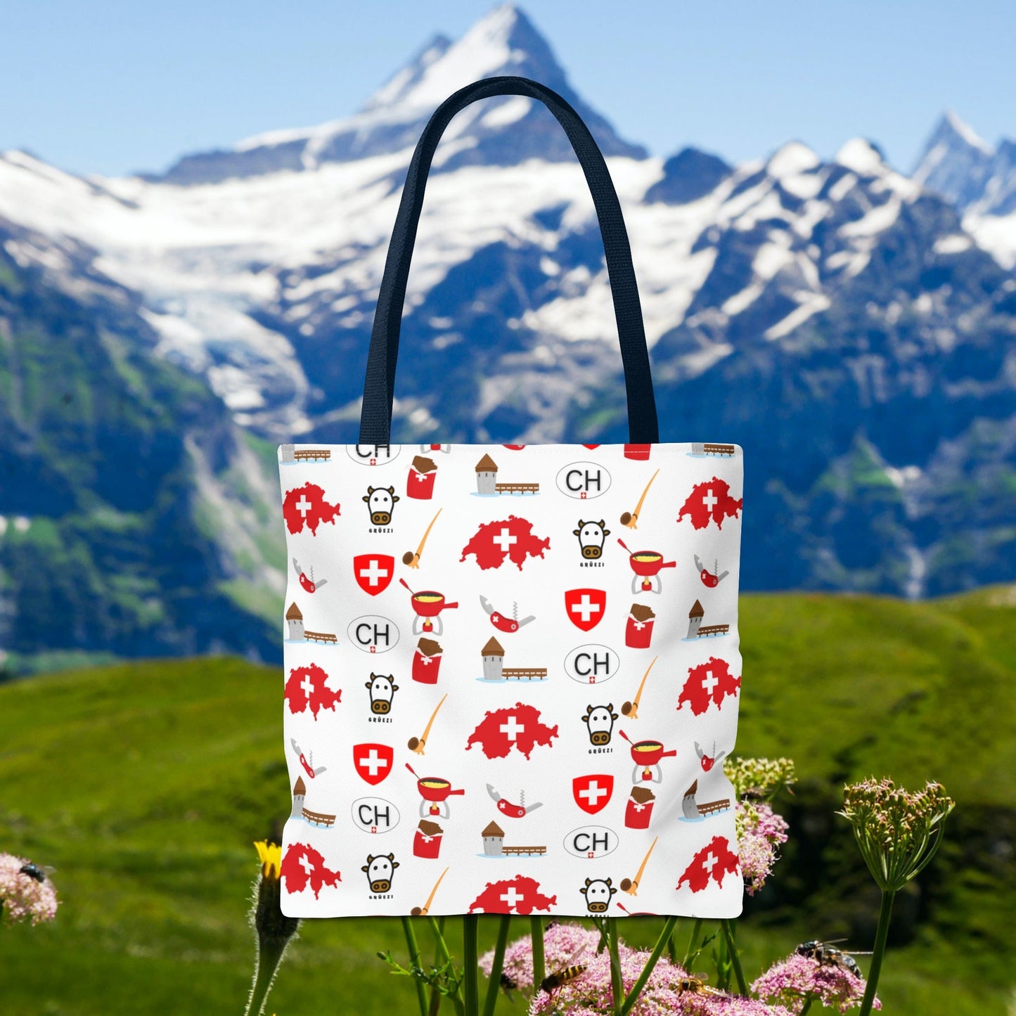 Swiss Icons Tote: Culture & Travel Pattern