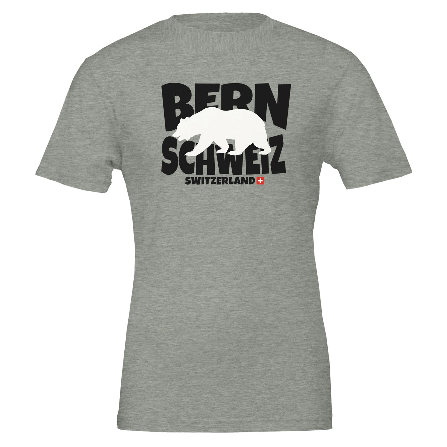 Unisex Bern, Switzerland t-shirt with bold bear design for travelers and nature lovers athletic gray