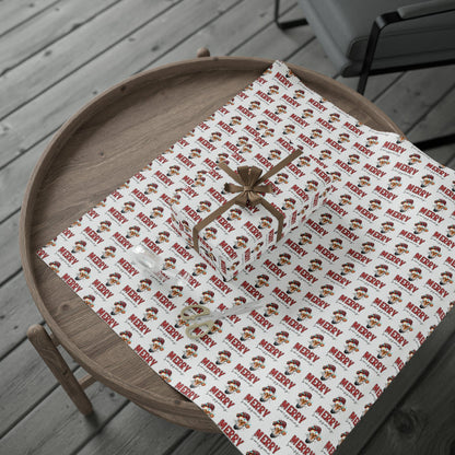 Festive Merry Swismass Wrapping Paper | Swiss Cow with Christmas Hat & Lights