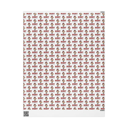 Festive Merry Swismass Wrapping Paper | Swiss Cow with Christmas Hat & Lights