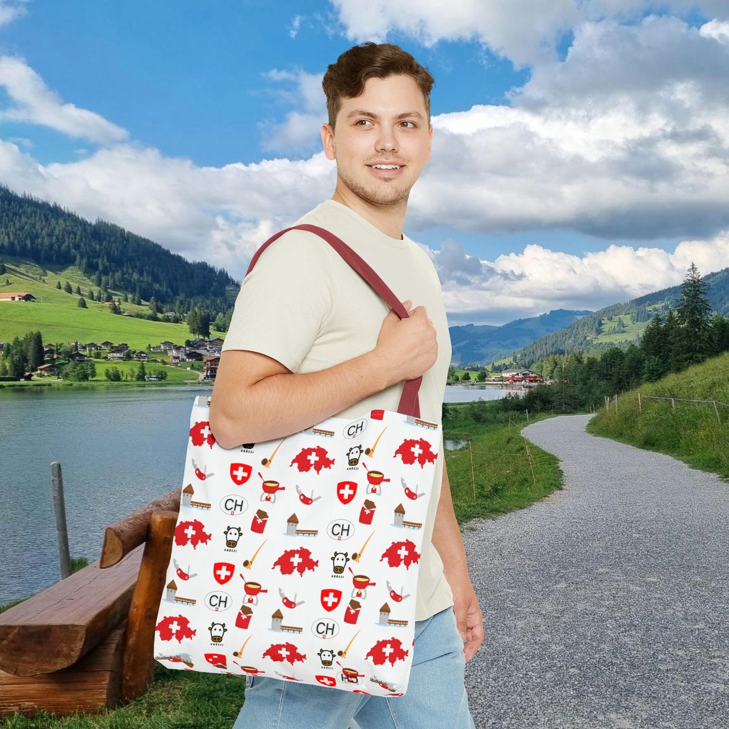 Swiss Icons Tote: Culture & Travel Pattern