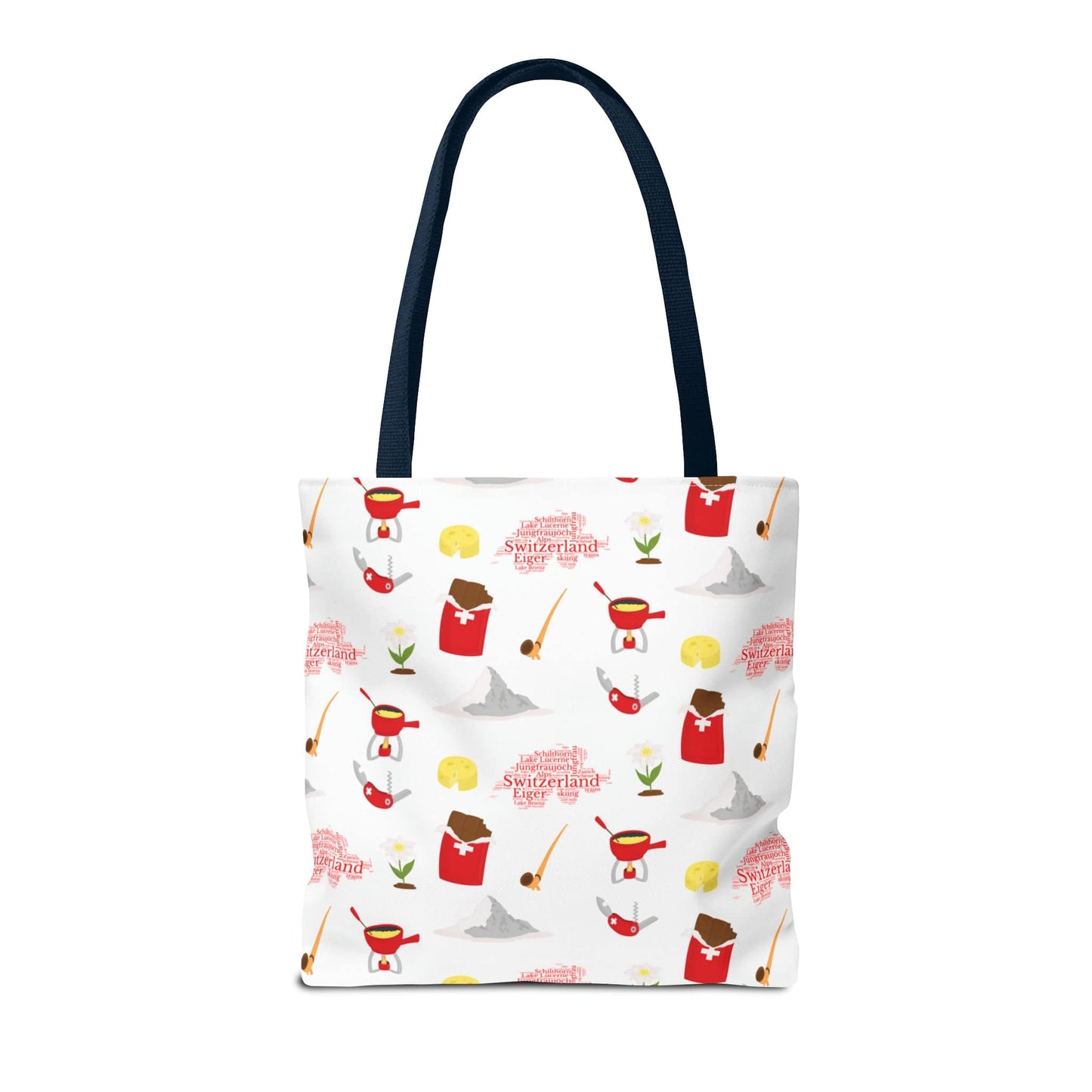 Switzerland Travel Elements Pattern | Tote Bag (AOP)