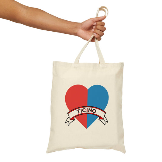 Ticino coat of arms in heart shape tote bag