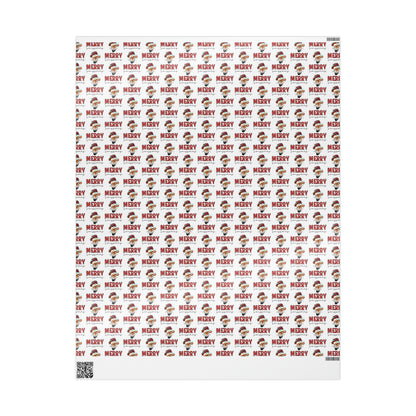 Festive Merry Swismass Wrapping Paper | Swiss Cow with Christmas Hat & Lights