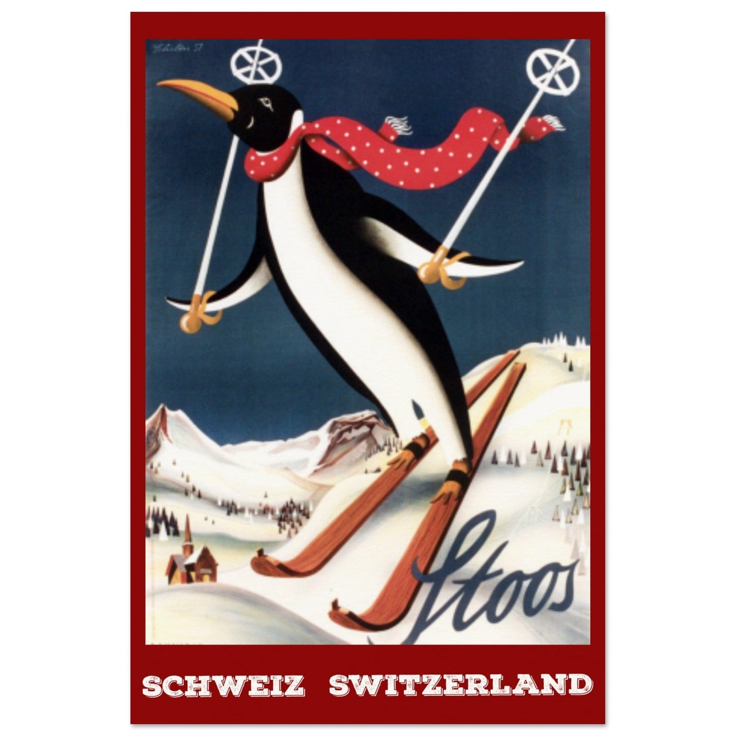 Stoos, Switzerland Retro Travel | Museum-Quality Poster | 60x90 cm / 24x36″