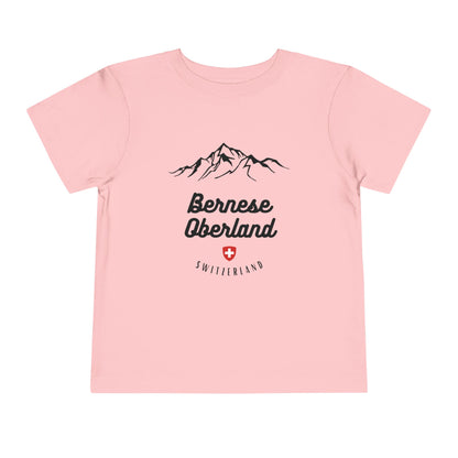 Matching family toddler tee with Bernese Oberland mountains and Swiss pride