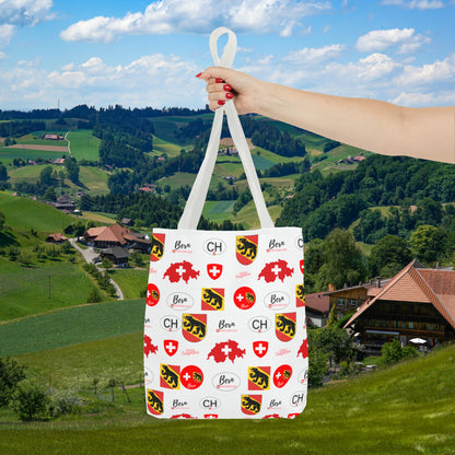 Bern Beauty All Over Tote: Swiss Flag, Coat of Arms & Map Pattern