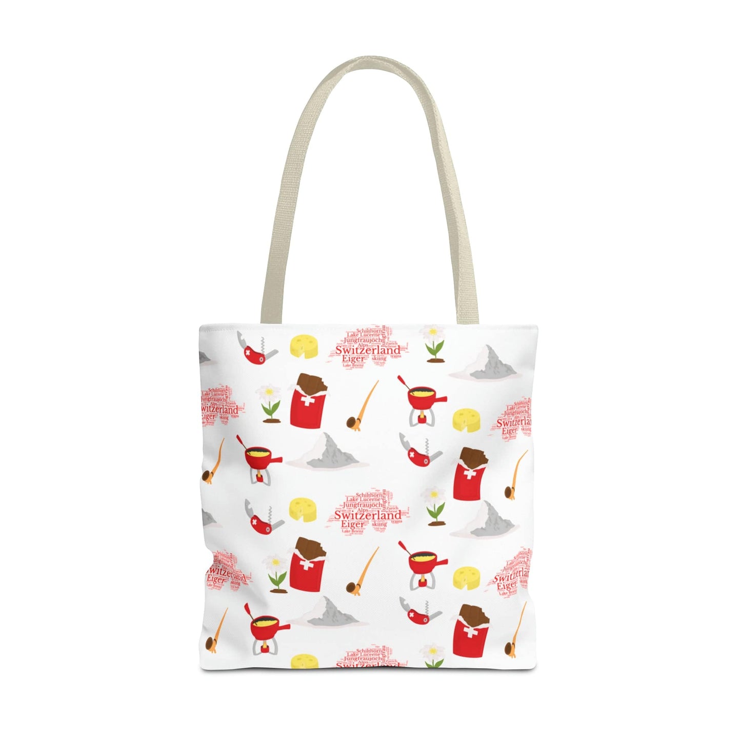 Switzerland Travel Elements Pattern | Tote Bag (AOP)