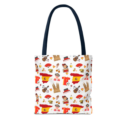 Discover Spain in Style: Vibrant Travel Tote Bag with Iconic Pattern