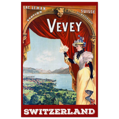 Vevey, Switzerland Retro Travel | Museum-Quality Poster | 60x90 cm / 24x36″