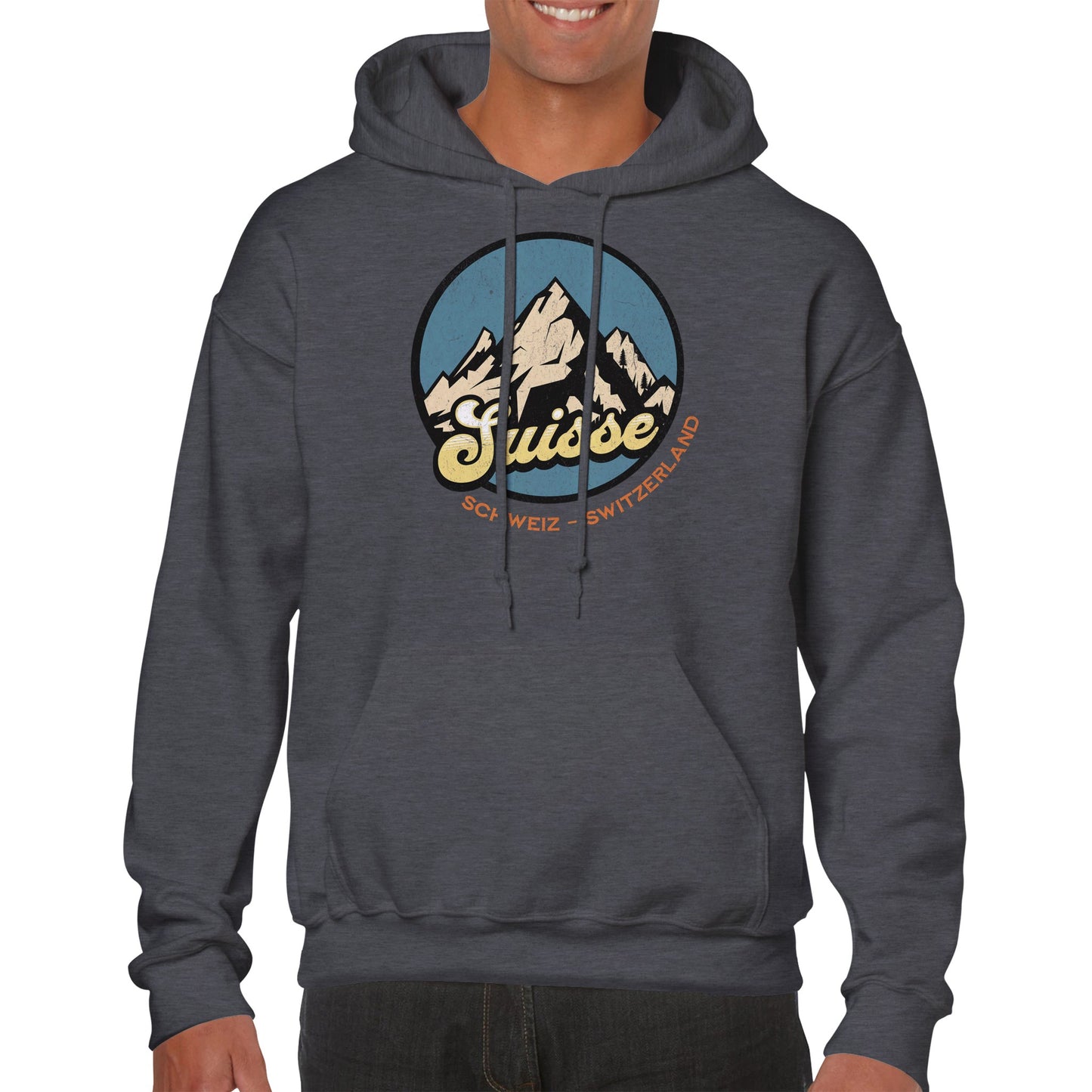 Suisse - Schweiz - Switzerland Hoodie: Retro Minimalistic Mountain Design