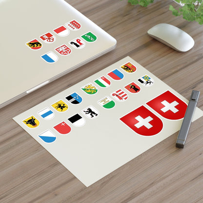 Swiss Cantons Coat of Arms Sticker Bundle: Celebrate Swiss Heritage!