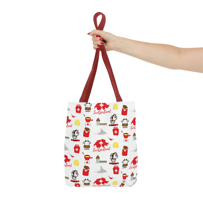 Swiss Travel Icons Pattern Tote Bag: Explore the Alpine Adventure! (AOP)