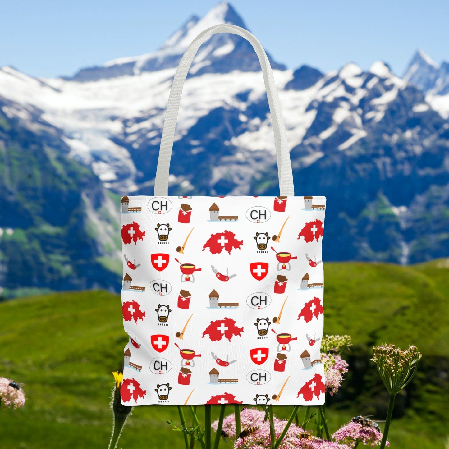 Swiss Icons Tote: Culture & Travel Pattern