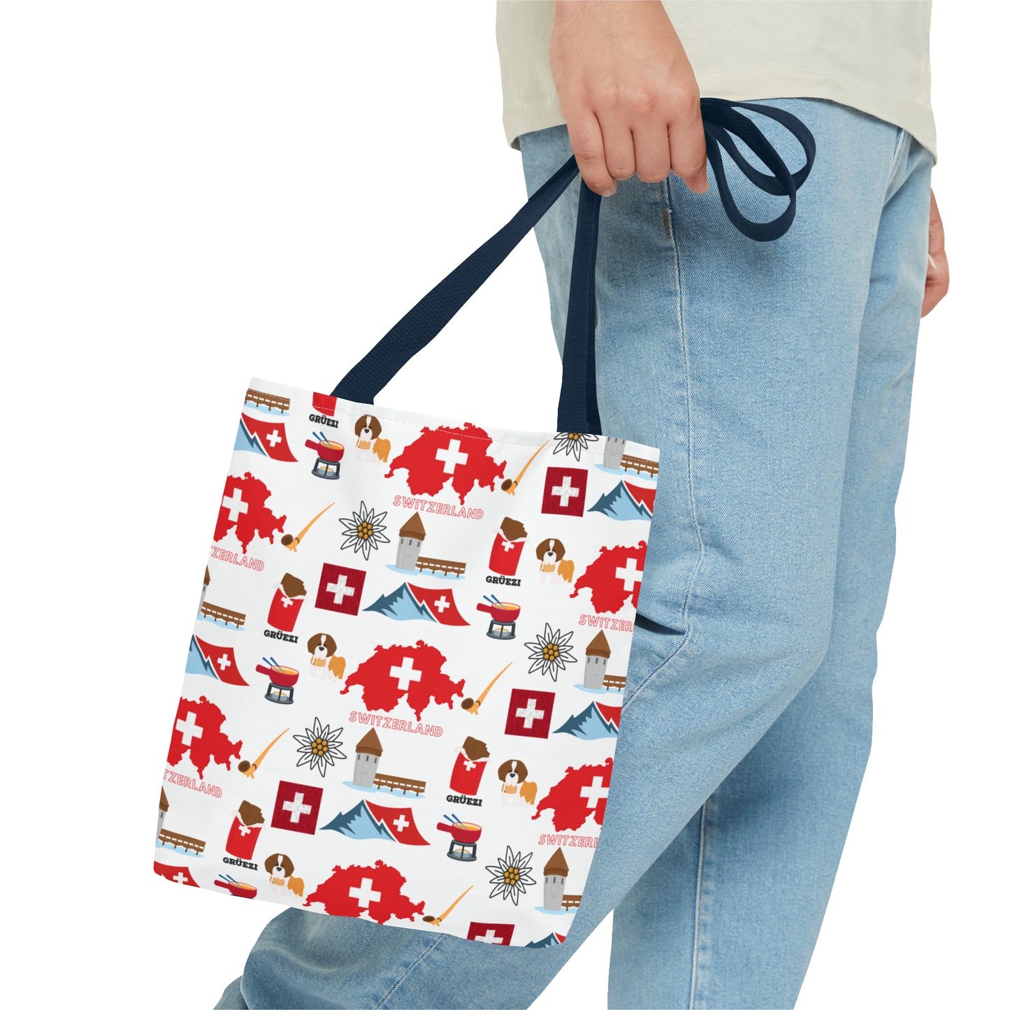 Swiss Travel and Culture Elements Pattern Tote Bag (AOP)