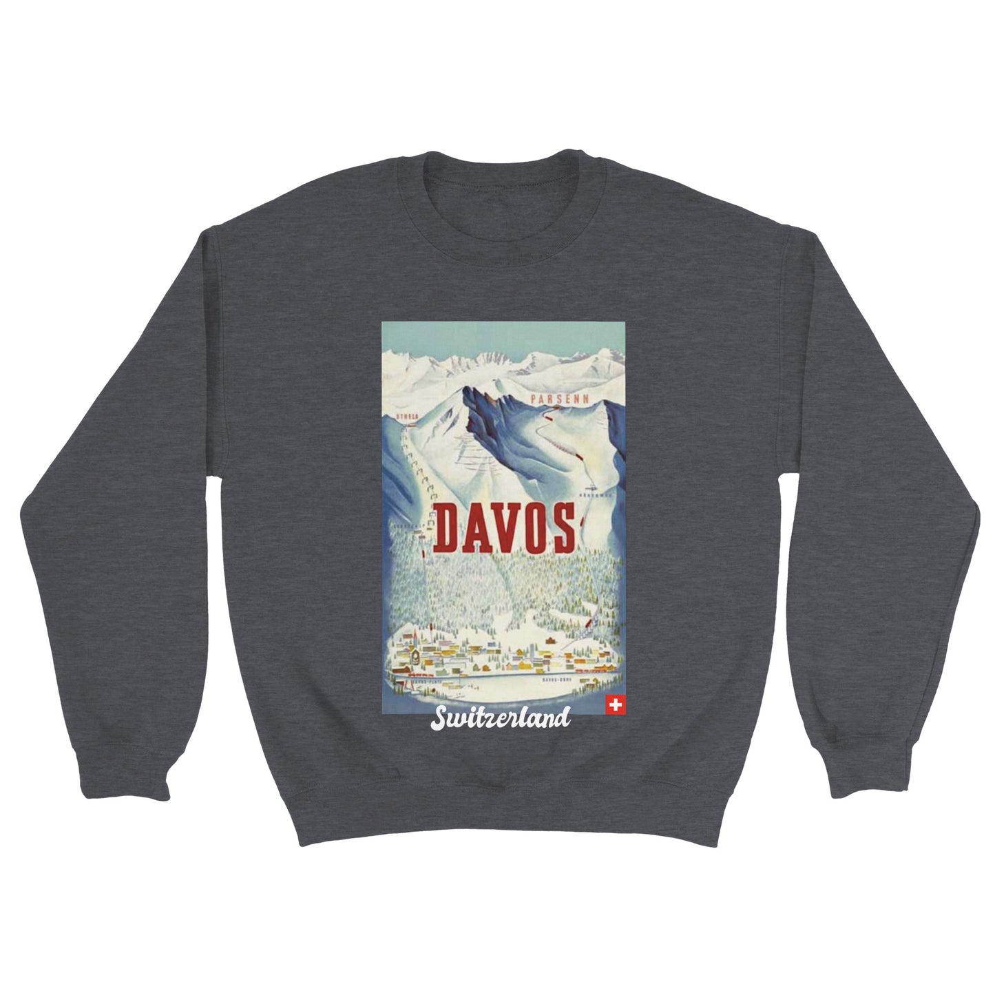 Davos Switzerland Retro Travel Sweatshirt | Vintage Alpine Vibes