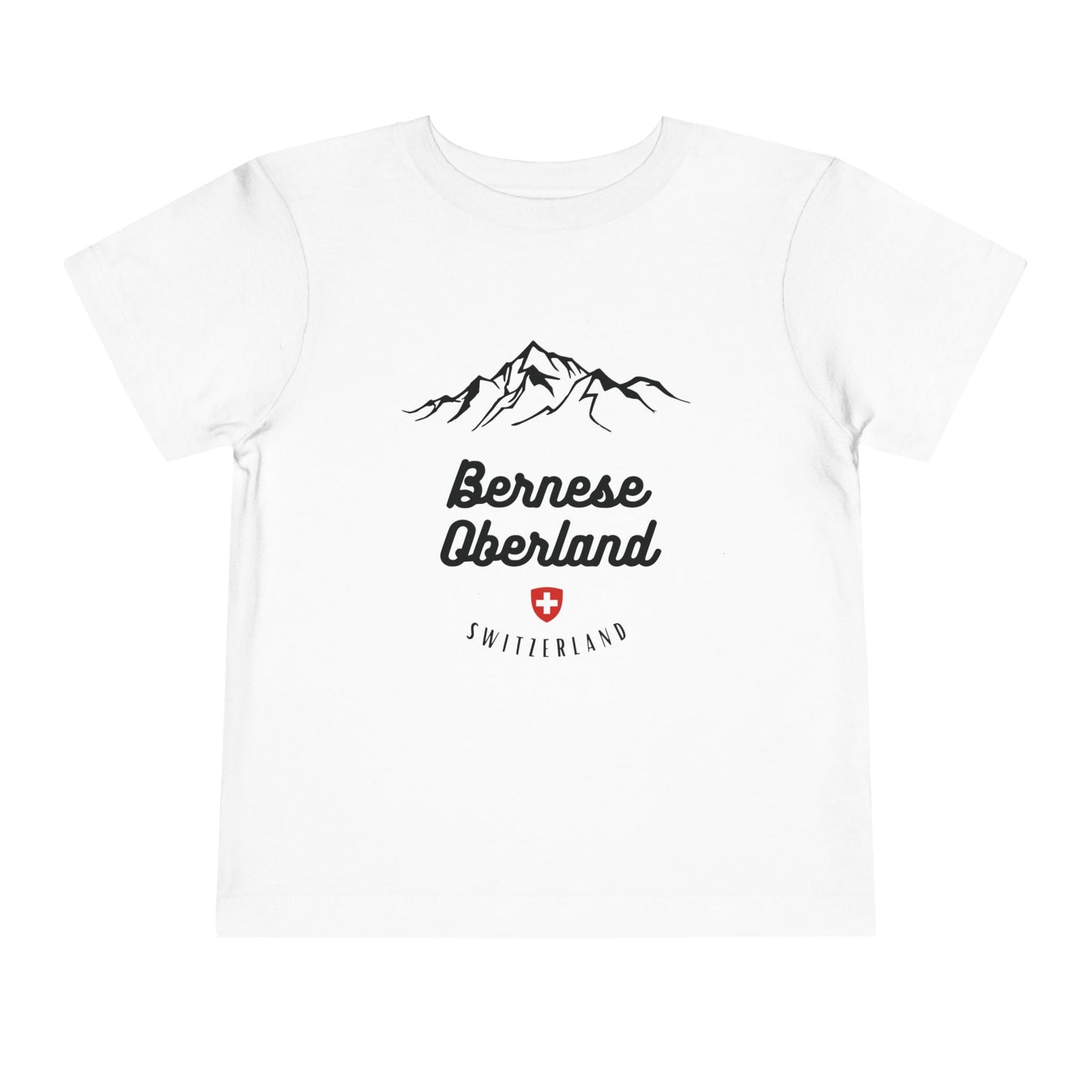 Bernese Oberland toddler t-shirt featuring mountain range and Swiss crest