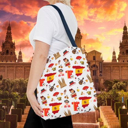 Discover Spain in Style: Vibrant Travel Tote Bag with Iconic Pattern