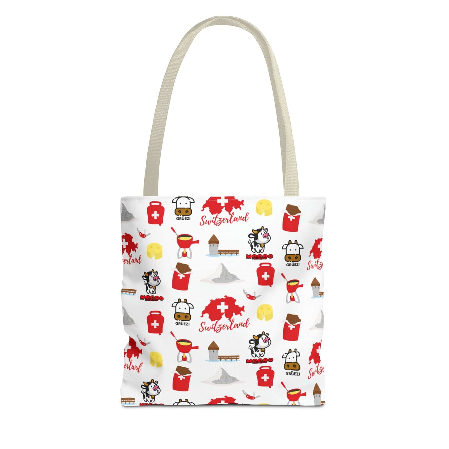 Swiss Travel Icons Pattern Tote Bag: Explore the Alpine Adventure! (AOP)