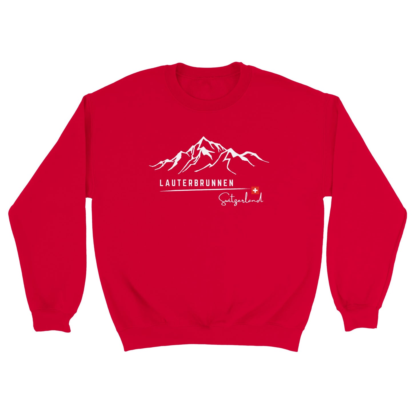 Lauterbrunnen, Switzerland | Minimalistic Mountain Range Sweatshirt. Stay warm in style with our high-quality sweatshirt