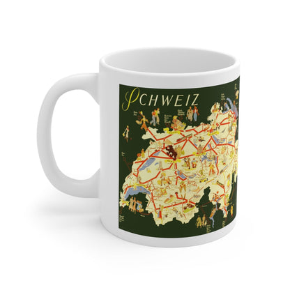 Switzerland Country Shape and Hans Thöni Travel Artwork Mug