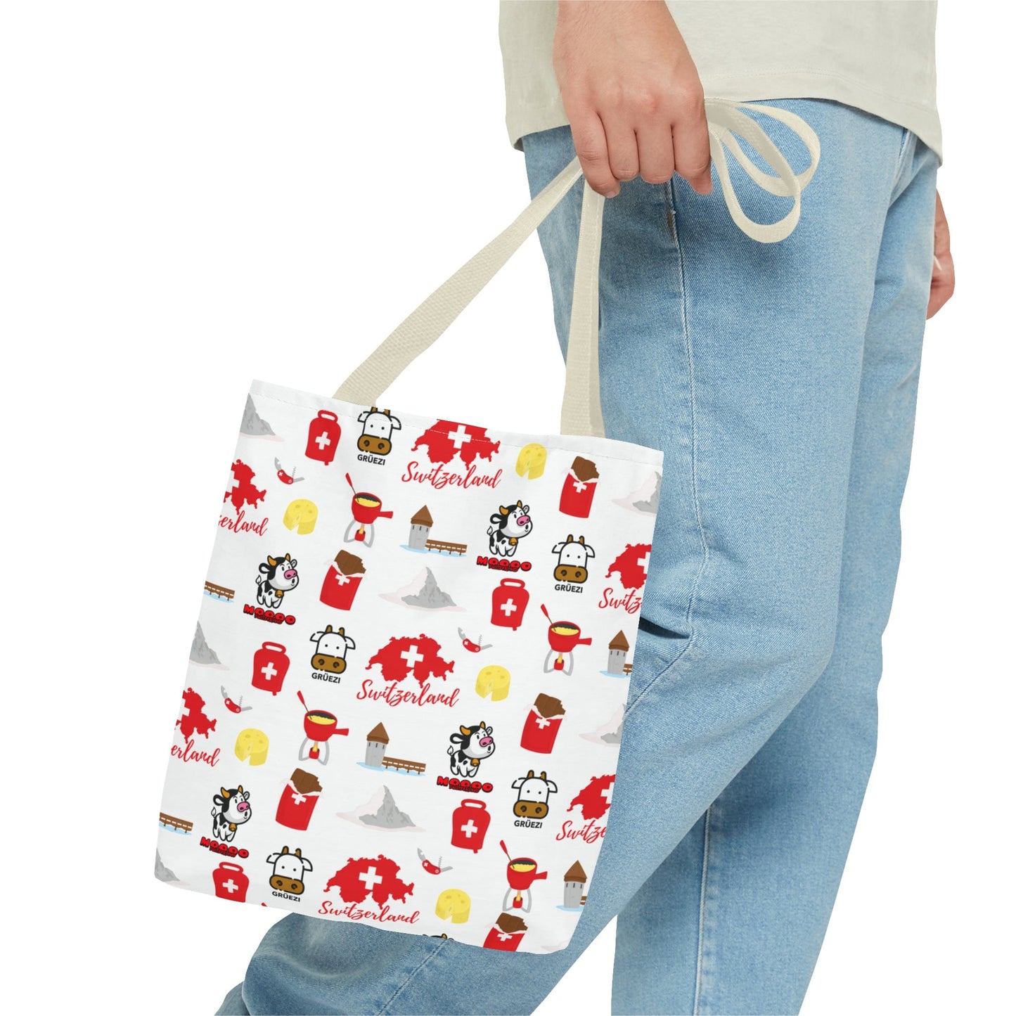 Swiss Travel Icons Pattern Tote Bag: Explore the Alpine Adventure! (AOP)