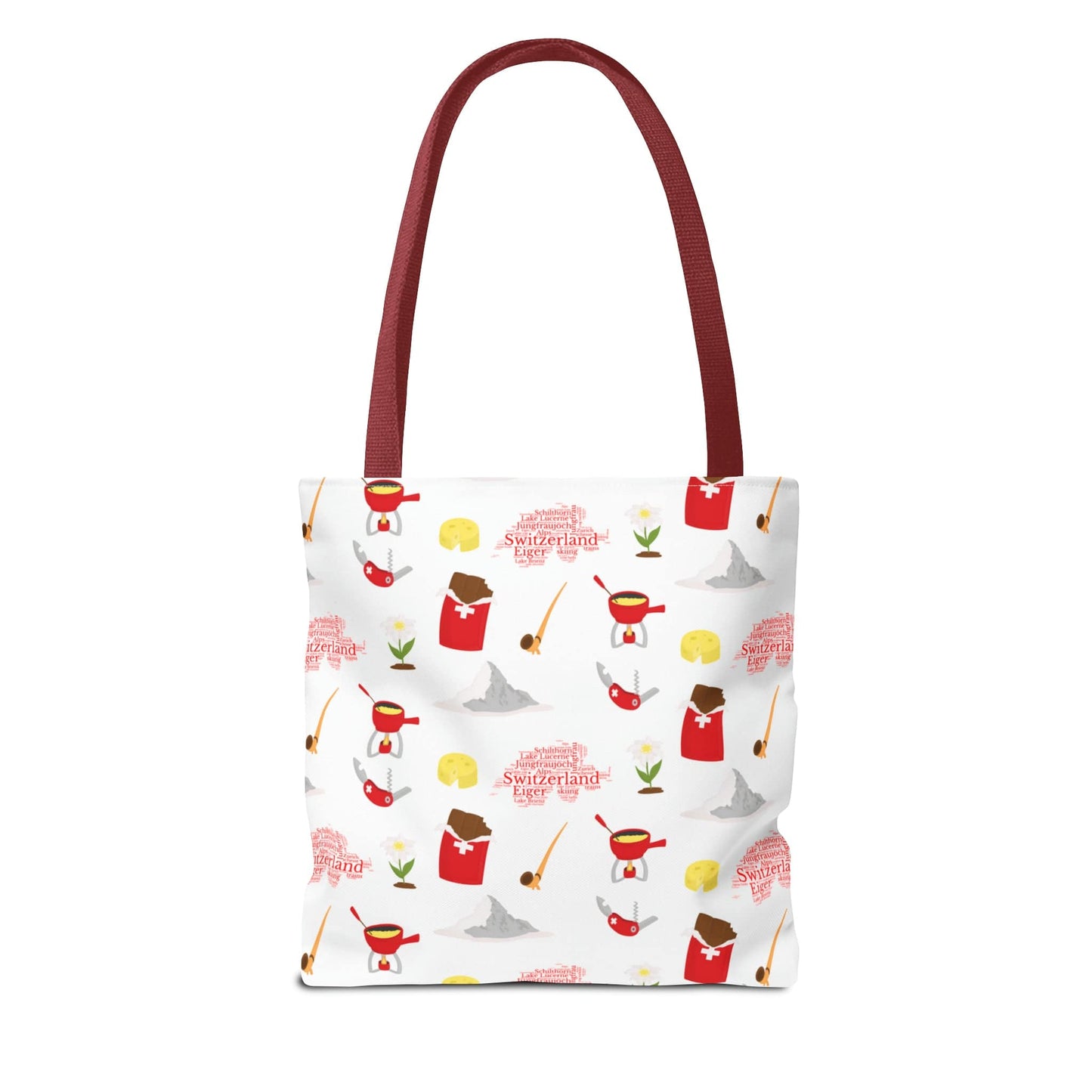 Switzerland Travel Elements Pattern | Tote Bag (AOP)