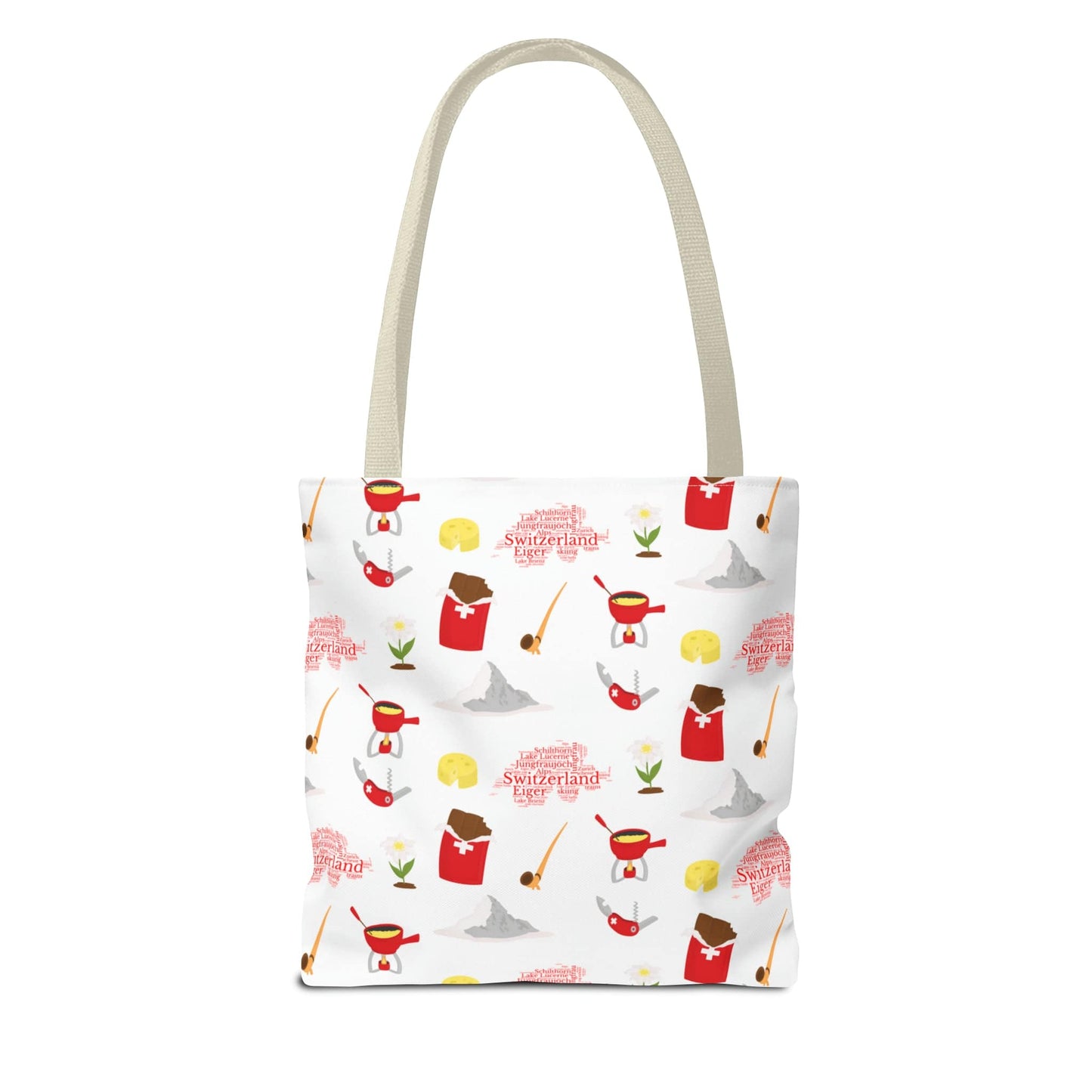 Switzerland Travel Elements Pattern | Tote Bag (AOP)