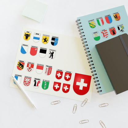 Swiss Pride: Switzerland Cantons Coat of Arms | Cut Die Sticker Sheet