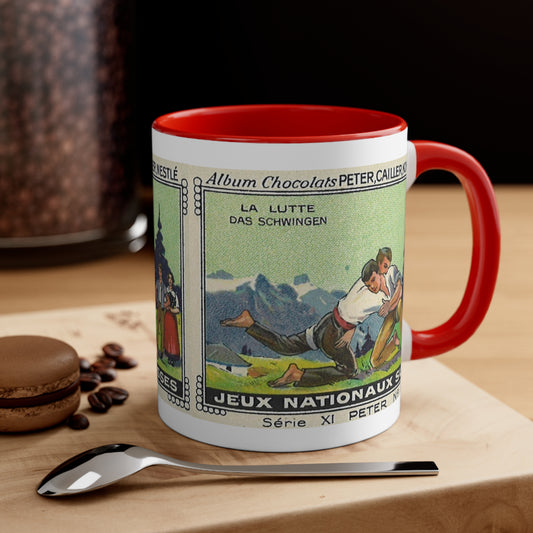 schwingen in the swiss alps vintage painting  mug