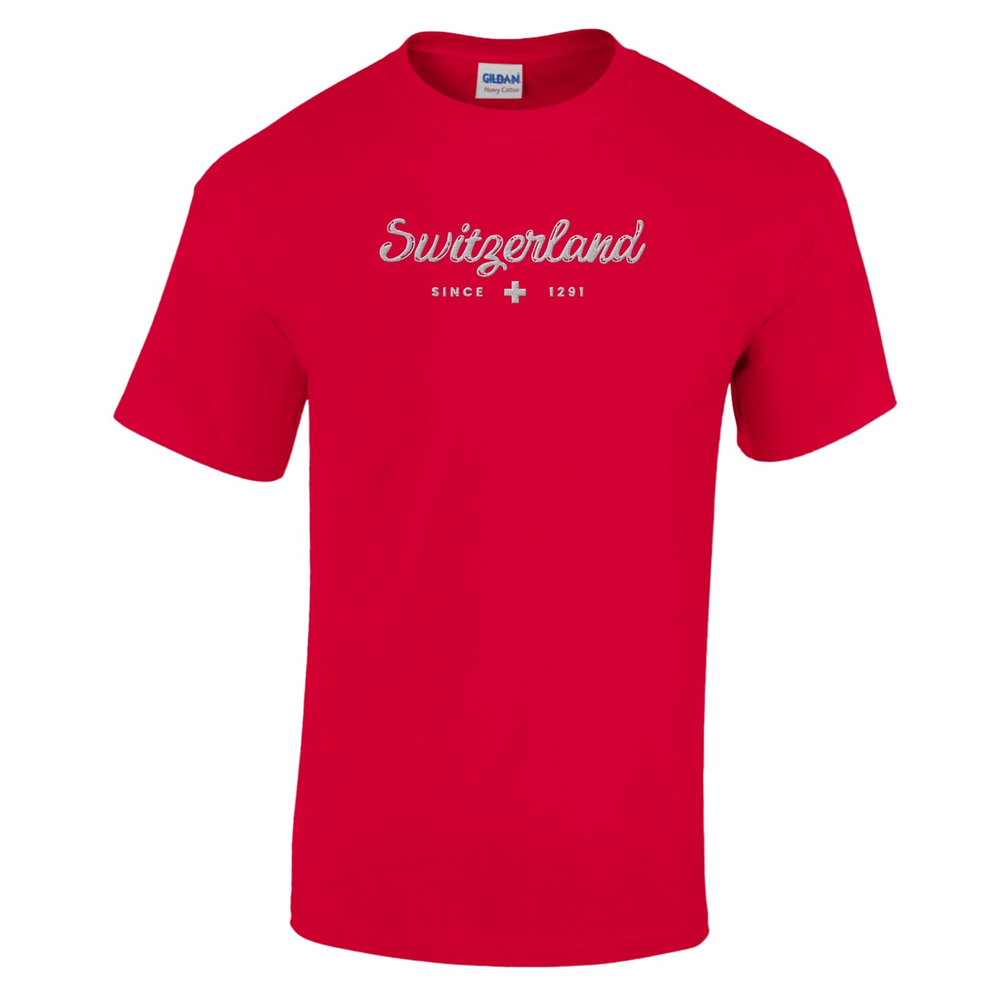 <img src="switzerland-embroidered-red-shirt.jpg" alt="Switzerland Since 1291 Embroidered Red Shirt">