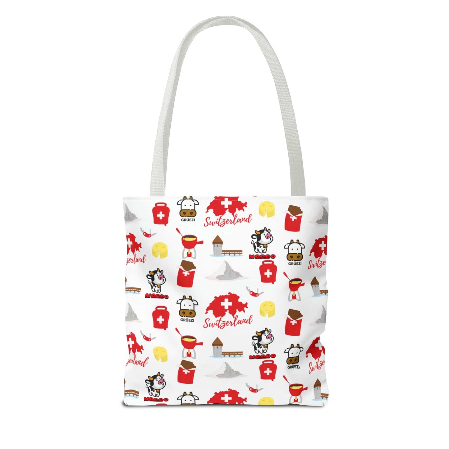 Swiss Travel Icons Pattern Tote Bag: Explore the Alpine Adventure! (AOP)