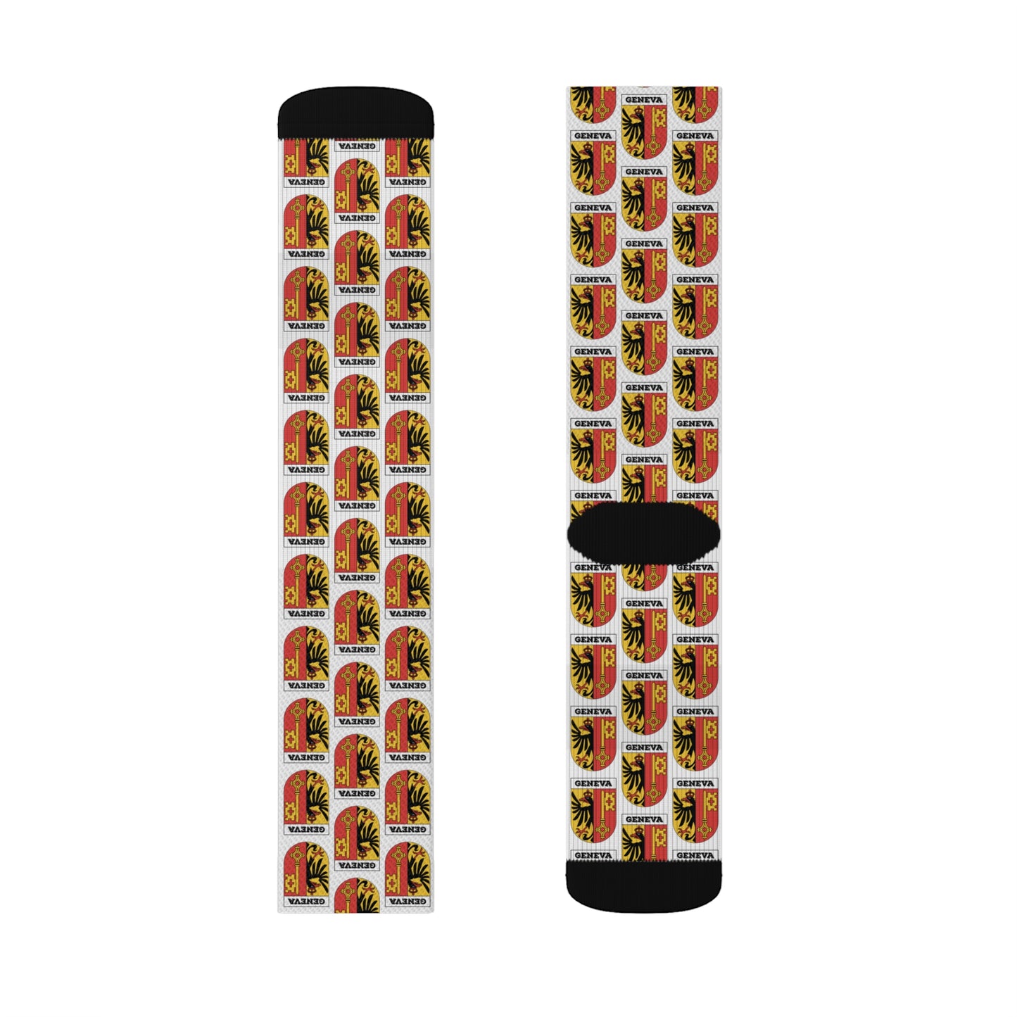 Geneva, Switzerland Coat of Arms AOP Socks | Stylish Present for Geneva Fans