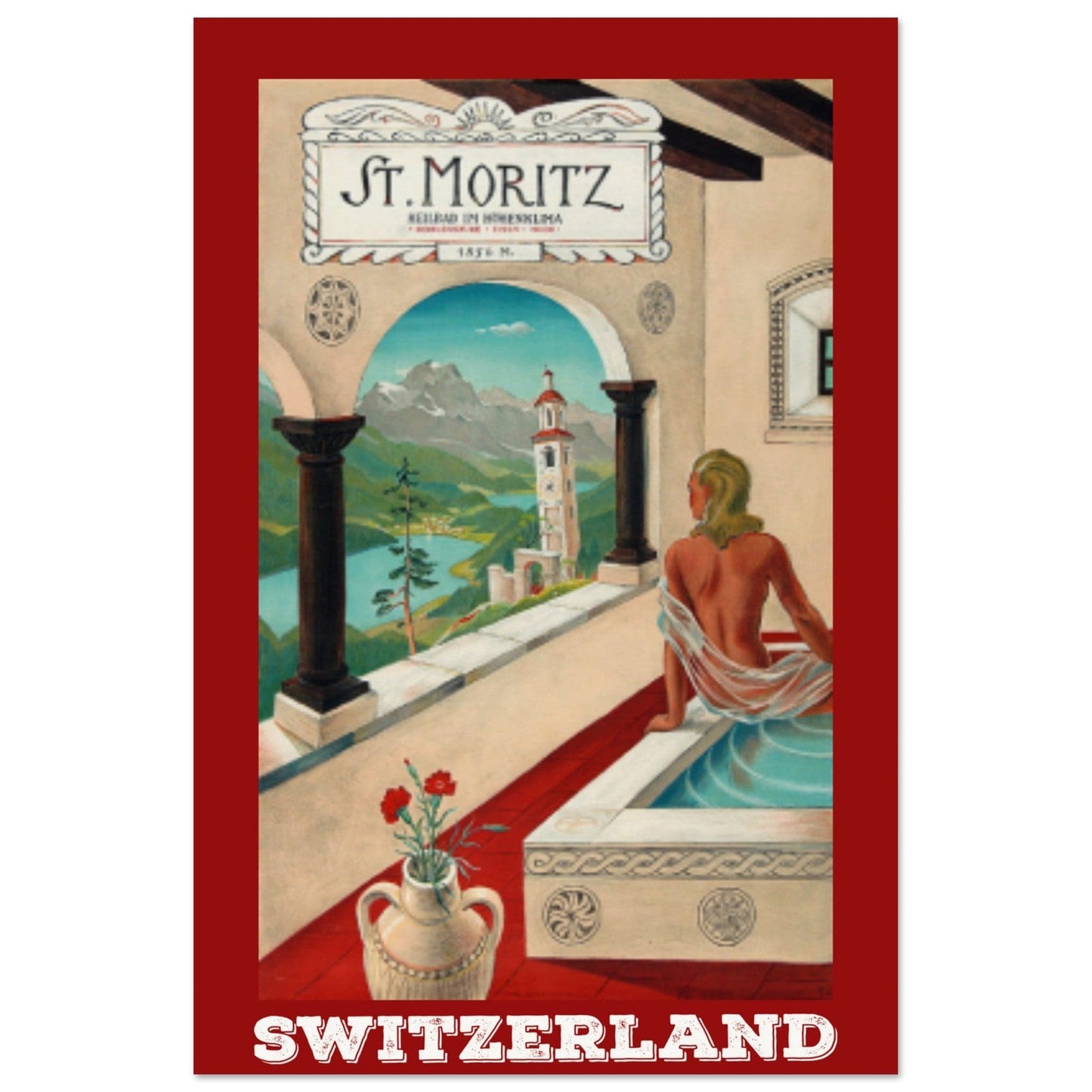 St. Moritz, Switzerland Vintage Travel | Museum-Quality Poster | 60x90 cm / 24x36″