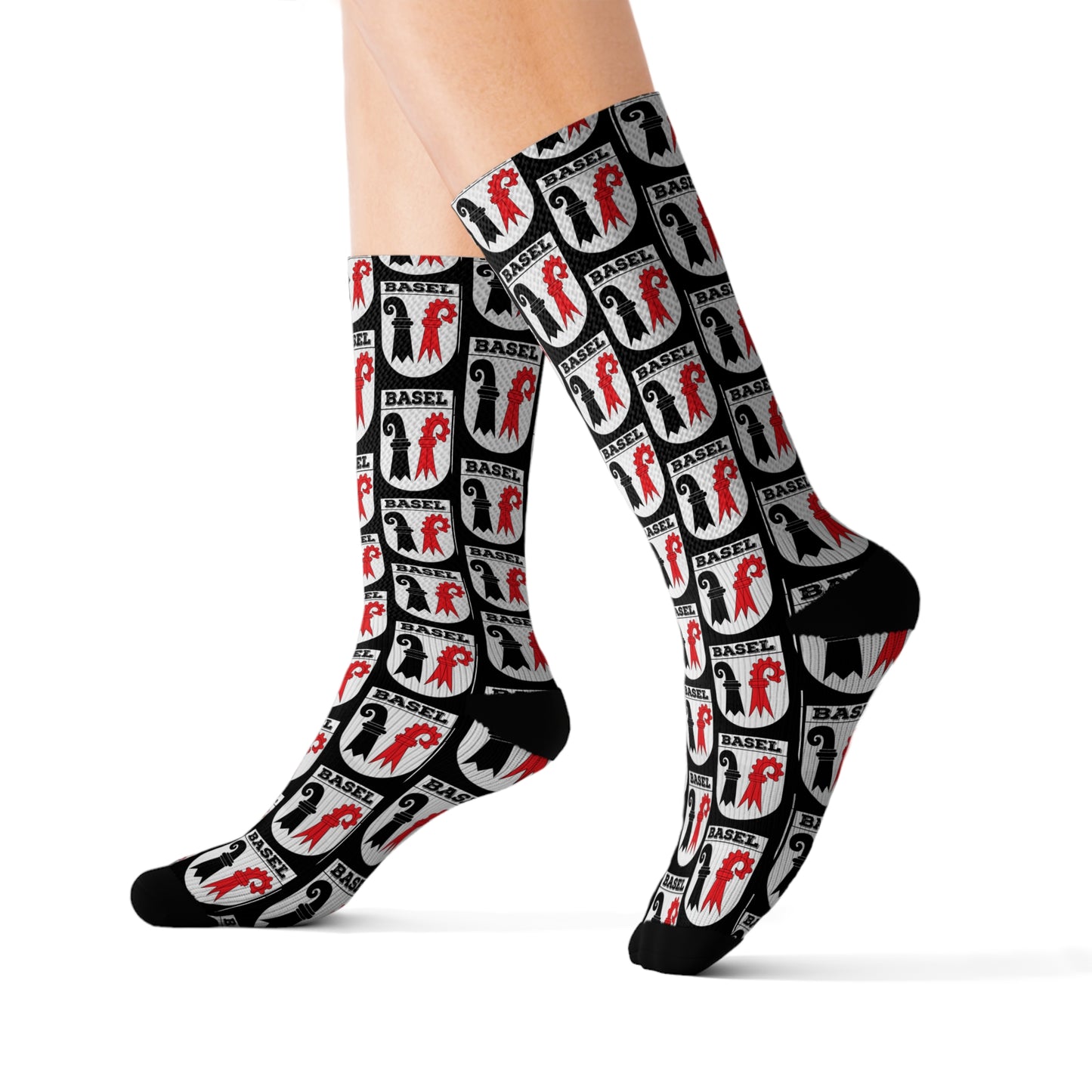 Basel Coat of Arms Sublimation Socks | Stylish Swiss Gift