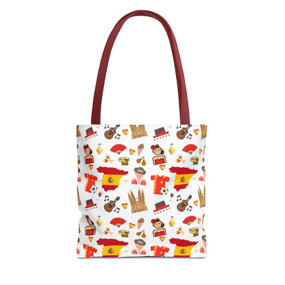 Discover Spain in Style: Vibrant Travel Tote Bag with Iconic Pattern