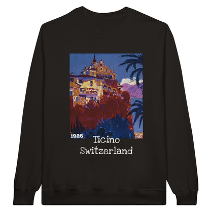 Ticino, Switzerland | Vintage Travel Sweatshirt featuring a vintage travel poster design