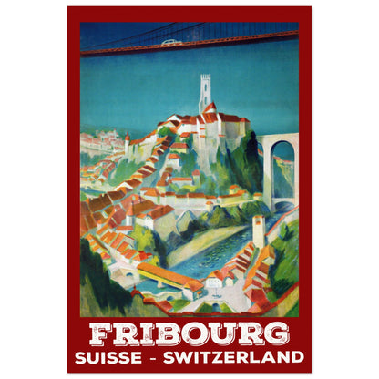 Fribourg, Switzerland Retro Travel | Museum-Quality Poster | 60x90 cm / 24x36″