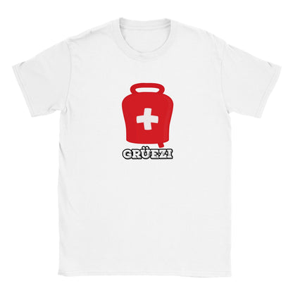 Grüezi - Hello in Switzerland with Swiss Cow Bell | Kids T-shirt