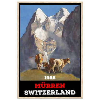 Mürren, Switzerland | Vintage Travel Wooden Framed Poster | 60x90 cm / 24x36″