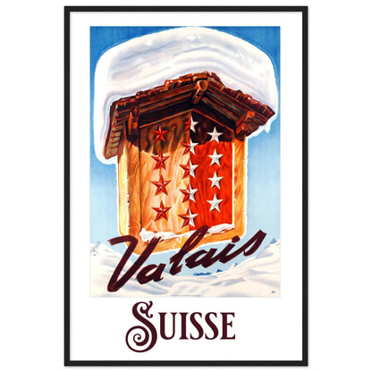 Valais, Switzerland Vintage Travel | Wooden Framed Poster  | 60x90 cm / 24x36″