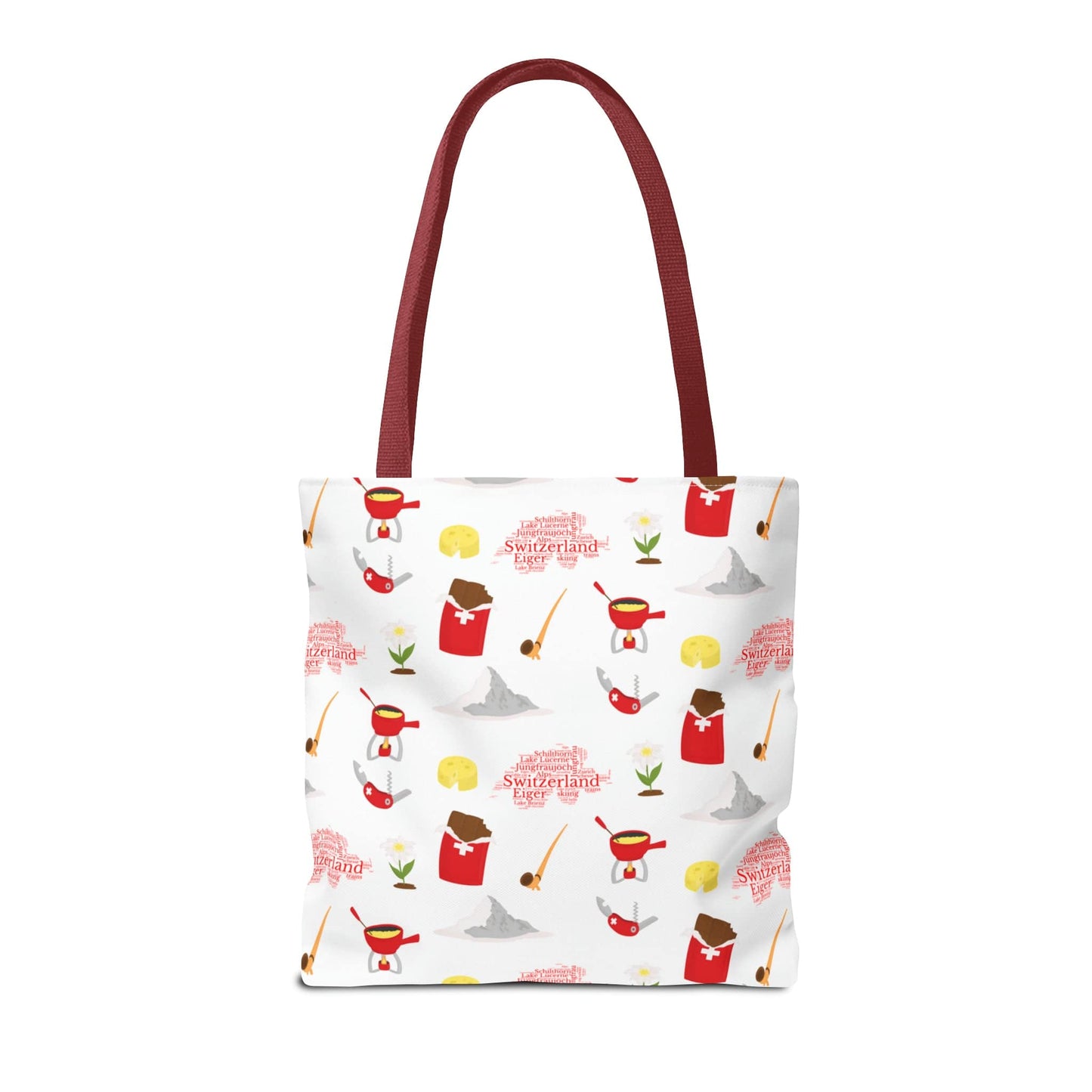 Switzerland Travel Elements Pattern | Tote Bag (AOP)