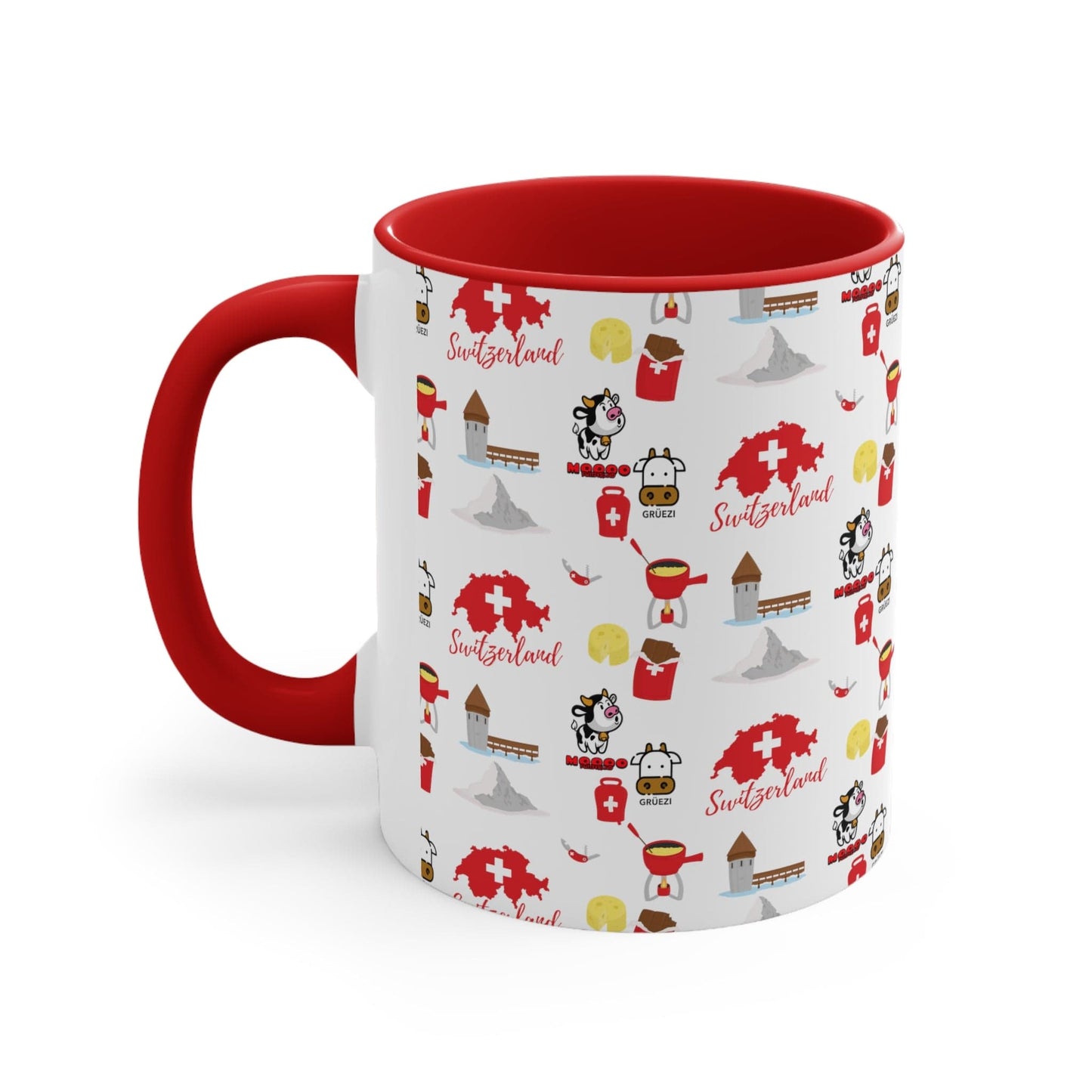 Switzerland Charming Travel Icons | Accent Coffee Mug, 11oz