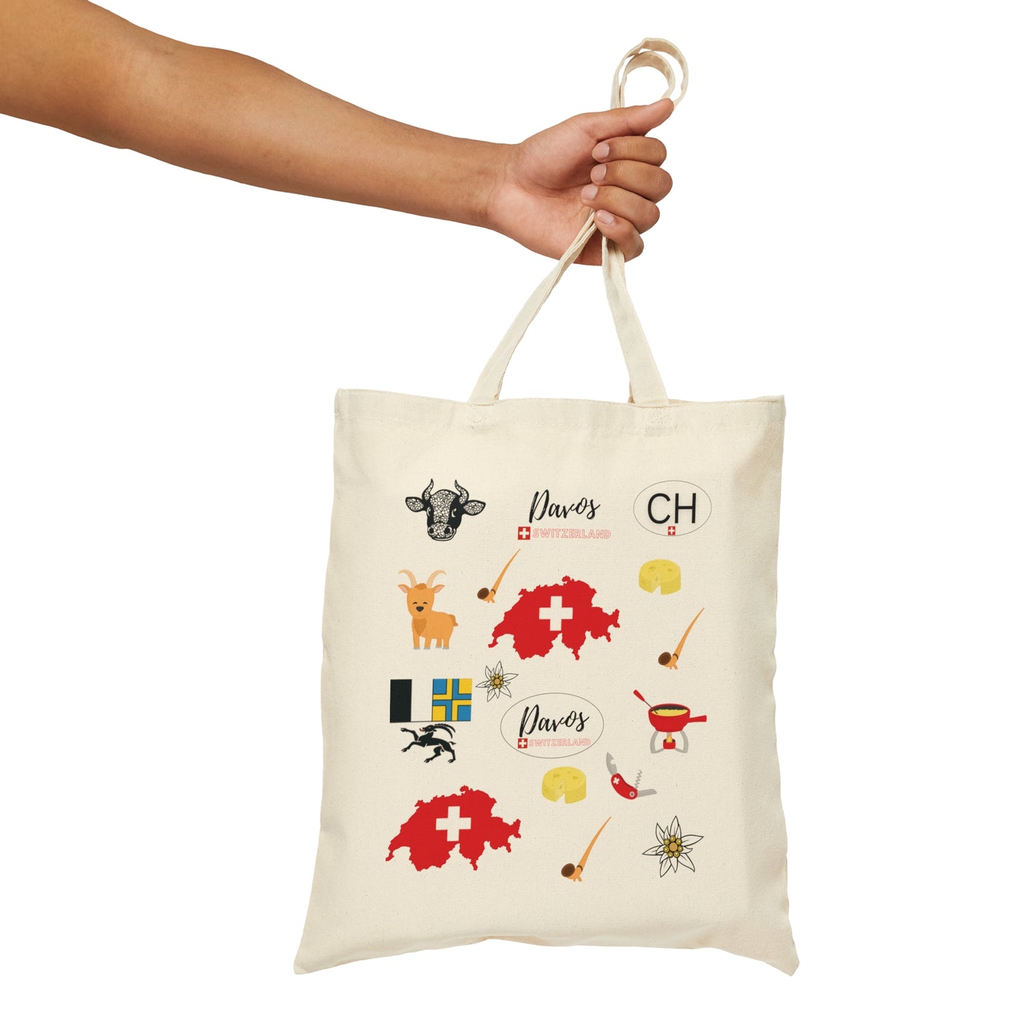 Davos, Switzerland - Cotton Canvas Tote Bag - Reflecting Davos & Graubünden's heritage on durable canvas, perfect for Swiss enthusiasts