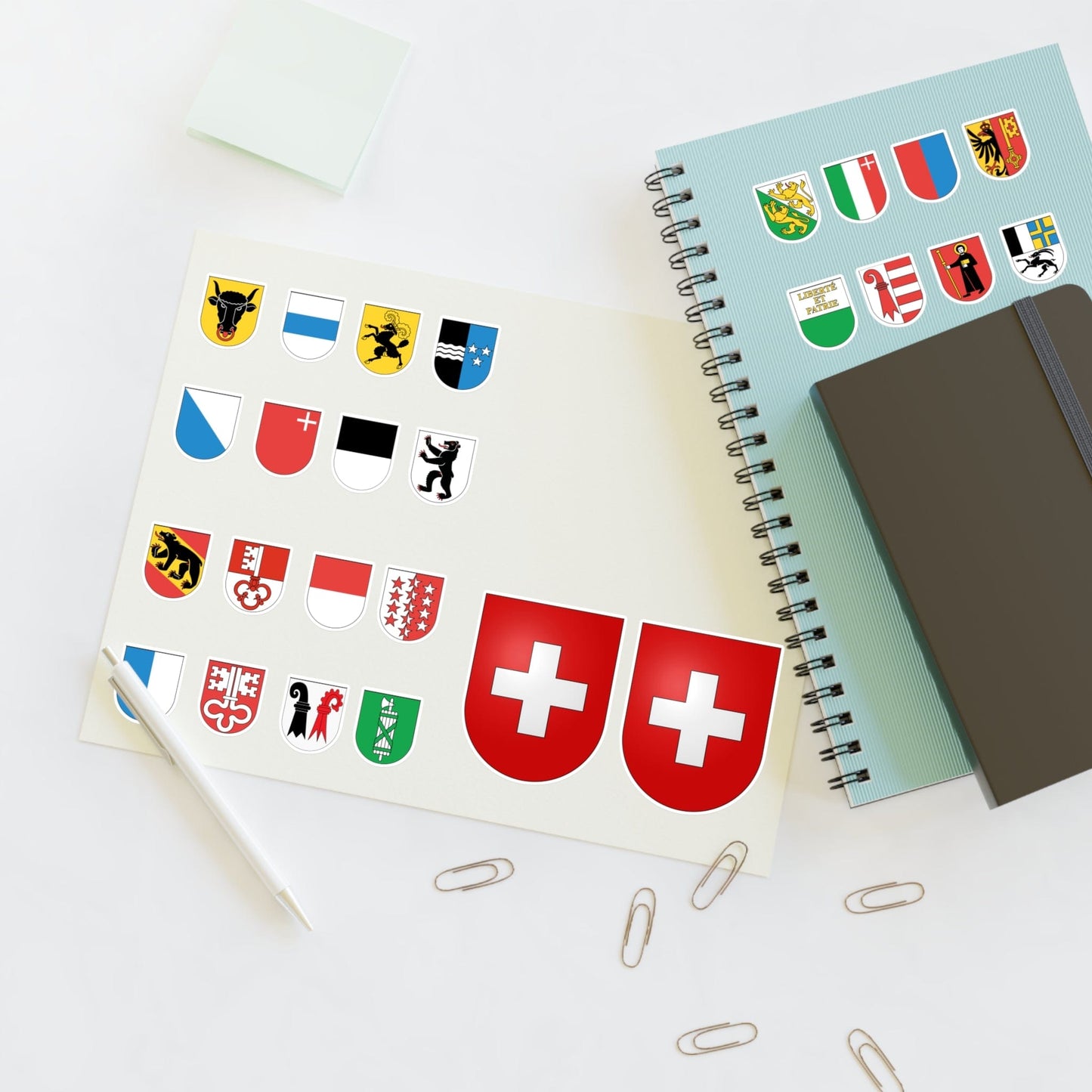 Swiss Cantons Coat of Arms Sticker Bundle: Celebrate Swiss Heritage!