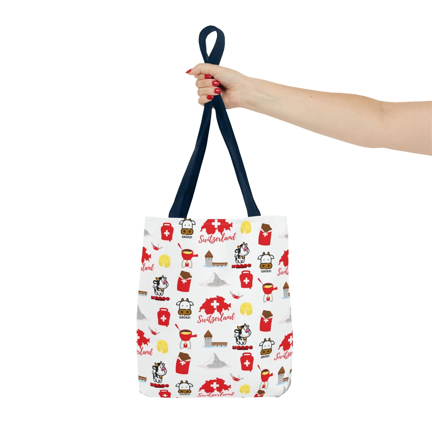 Swiss Travel Icons Pattern Tote Bag: Explore the Alpine Adventure! (AOP)