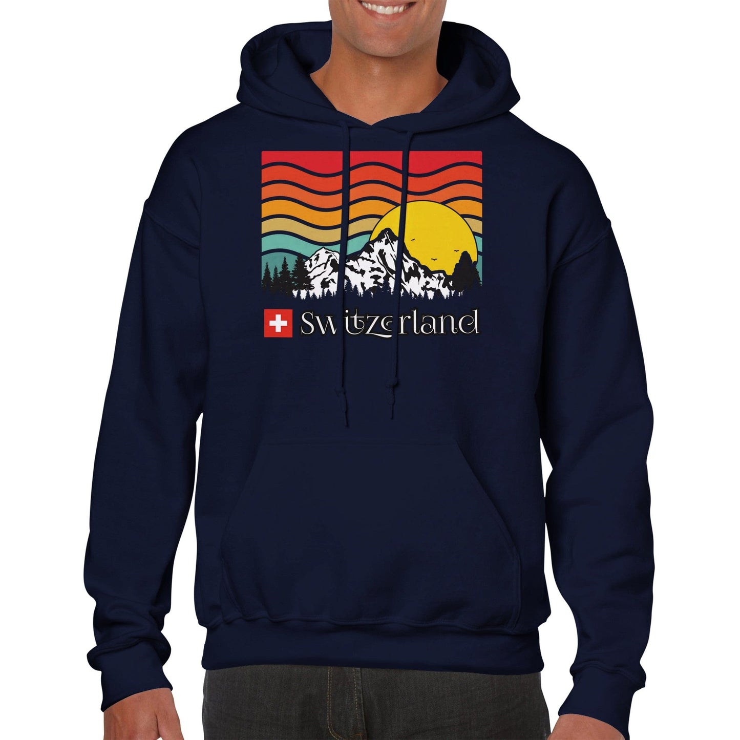 Switzerland | Sunset Retro Mountain Hoodie